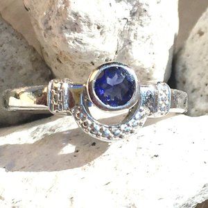 Natural Iolite Sterling Silver Ring Size 7 Genuine Gemstone
